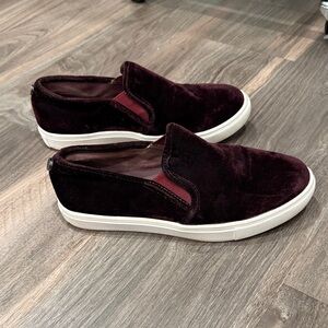 🔴 Steve Madden Burgundy Velvet Women's Slip-On Loafers